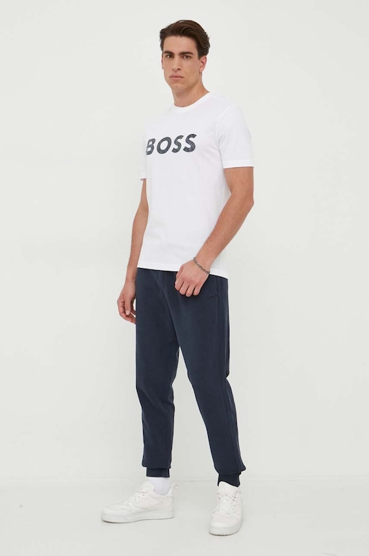 BOSS spodnie dresowe bawełniane BOSS ORANGE 50472661 granatowy AW23