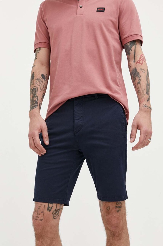 HUGO szorty z elastanem granatowy 50471182