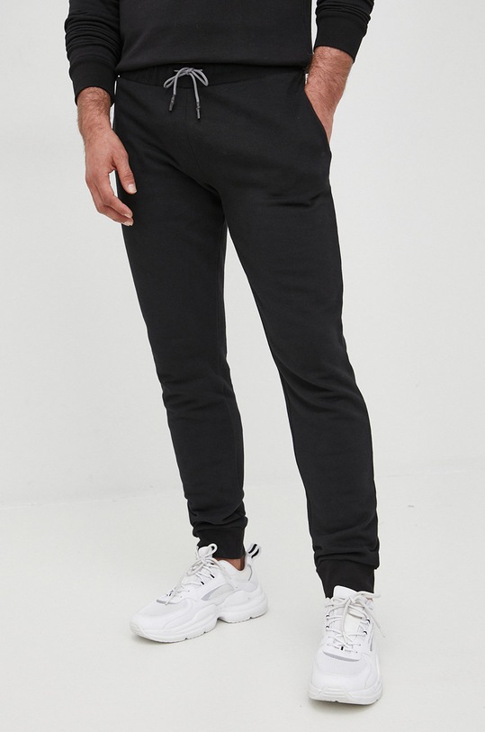 La Martina pantaloni de trening din bumbac CCMT03 negru SS22