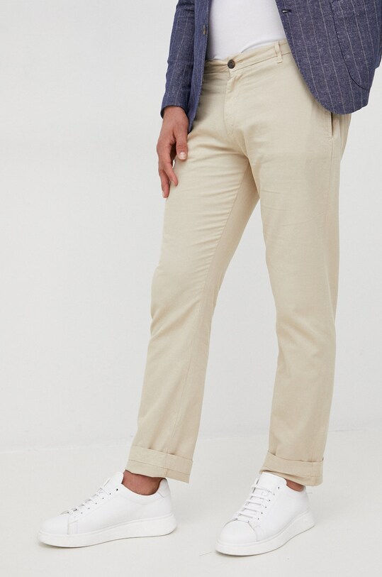 La Martina pantaloni in lino TMT014 beige SS22