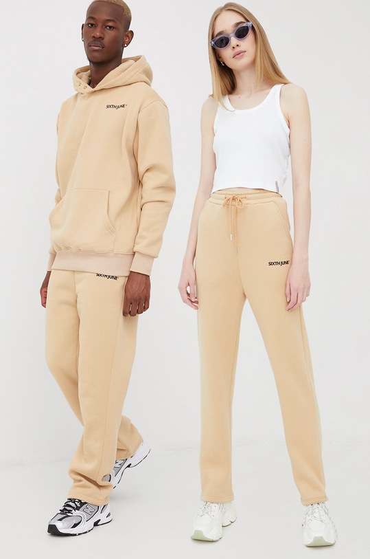 Sixth June spodnie dresowe dzianina beżowy 22735