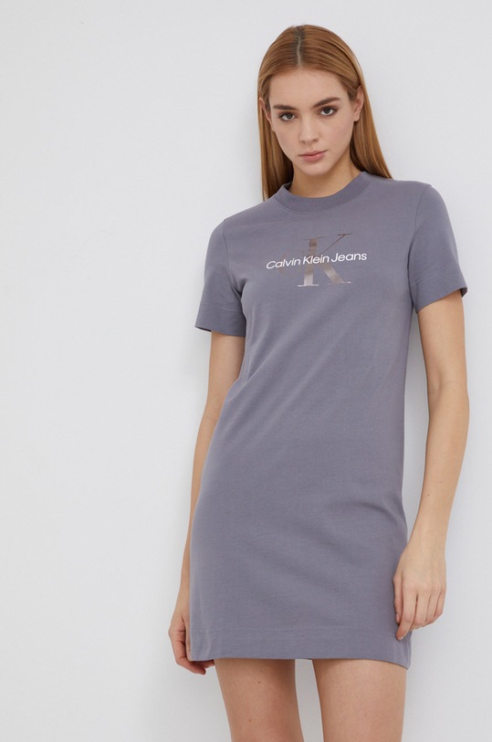 Calvin Klein Jeans Sukienka bawełniana J20J217755.PPYY nadruk szary J20J217755.PPYY