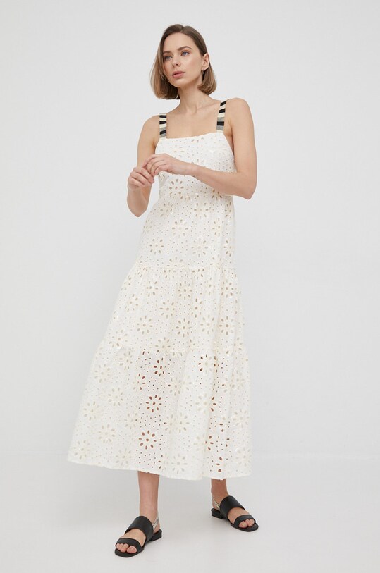 Desigual rochie din bumbac maxi bej 22SWVW05
