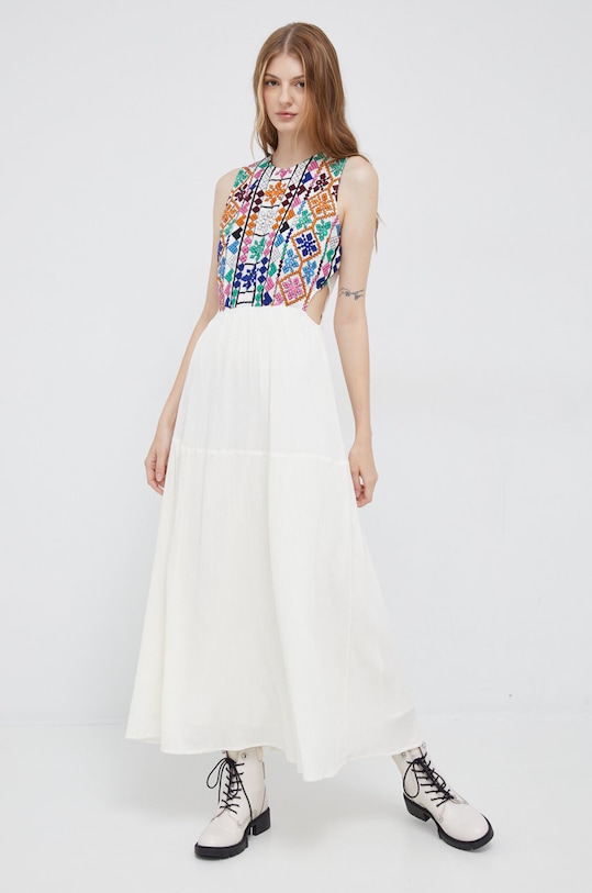 Desigual sukienka rozkloszowany biały 22SWVW10