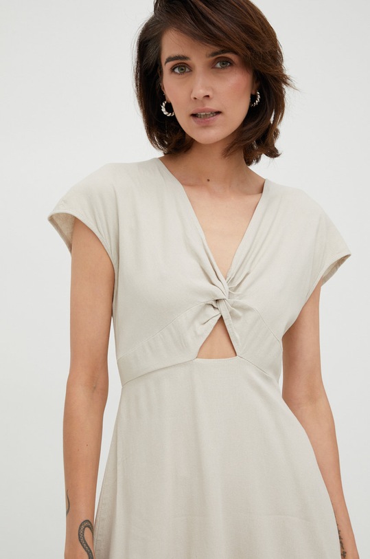 Vero Moda sukienka z domieszką lnu beżowy 10260353.SilverLini