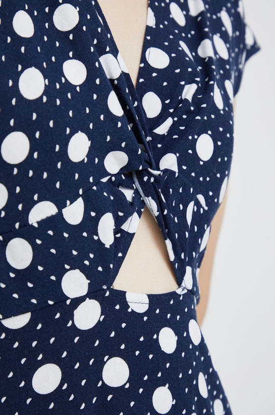 Vero Moda sukienka z domieszką lnu 10260353.NavyBlaze1 granatowy