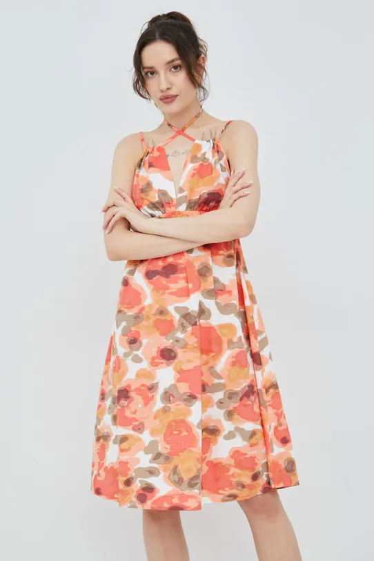 Vero Moda sukienka bawełniana wzorzyste pomarańczowy 10260727.Gardenia
