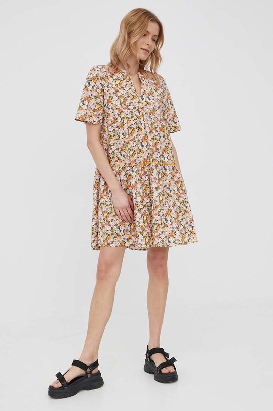 Vero Moda sukienka bawełniana wzorzyste żółty 10260734.AmberYello