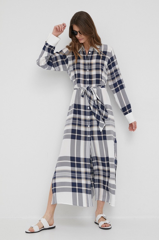 Tommy Hilfiger sukienka jedwabna ICON WW0WW35402.PPYY granatowy SS22