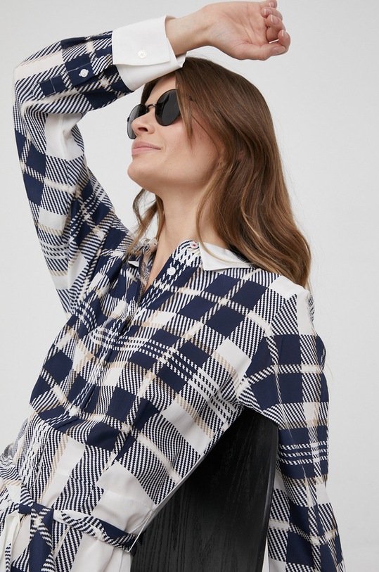 Tommy Hilfiger sukienka jedwabna ICON granatowy WW0WW35402.PPYY