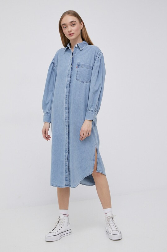Bavlněné šaty Levi's A1902.0000 modrá SS22