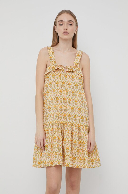 Notes du Nord rochie din bumbac galben 12674