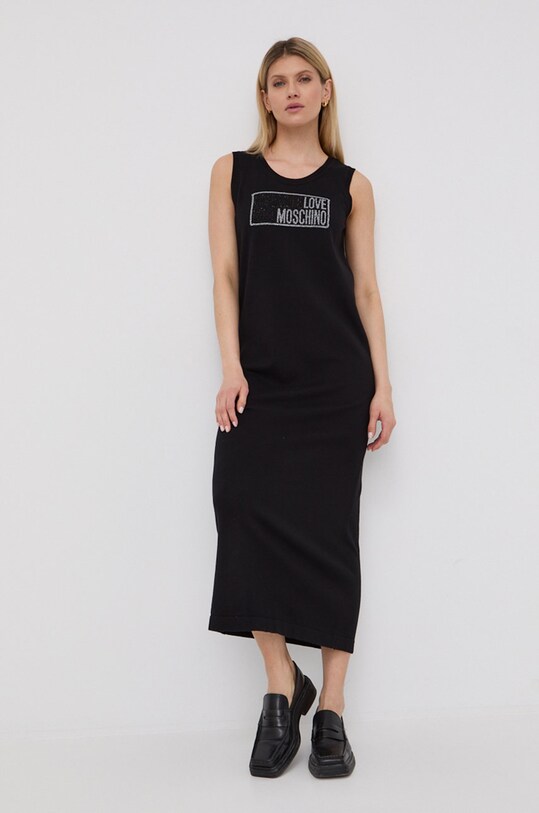 Love Moschino rochie din bumbac maxi negru W.S.82R.10.X.0985