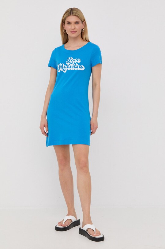 Love Moschino sukienka bawełniana W.5.929.20.M.3876 niebieski SS22
