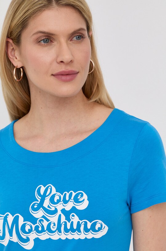 Love Moschino sukienka bawełniana niebieski W.5.929.20.M.3876