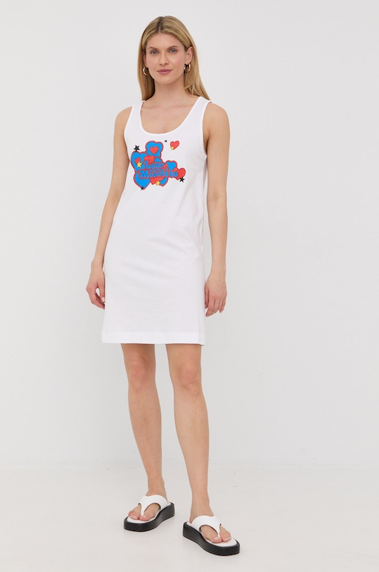 Bavlnené šaty Love Moschino W.5.C28.03.M.3876 biela SS22