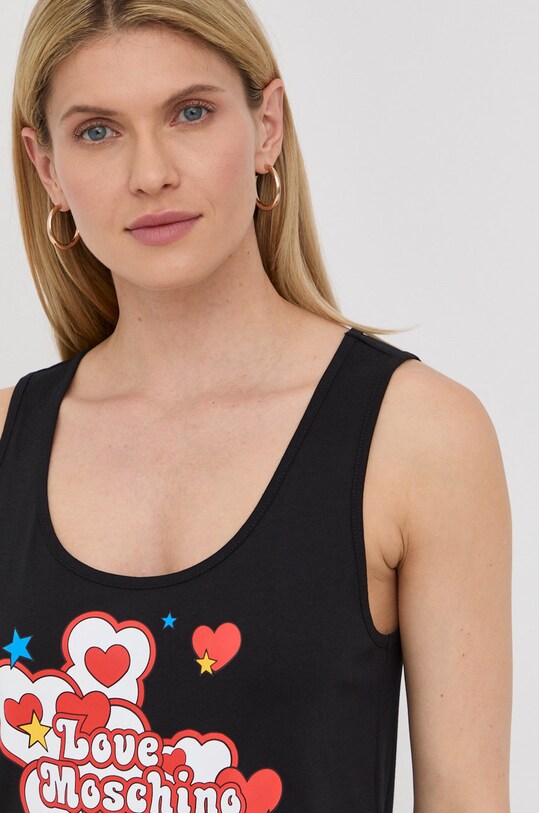 Love Moschino rochie din bumbac negru W.5.C28.03.M.3876
