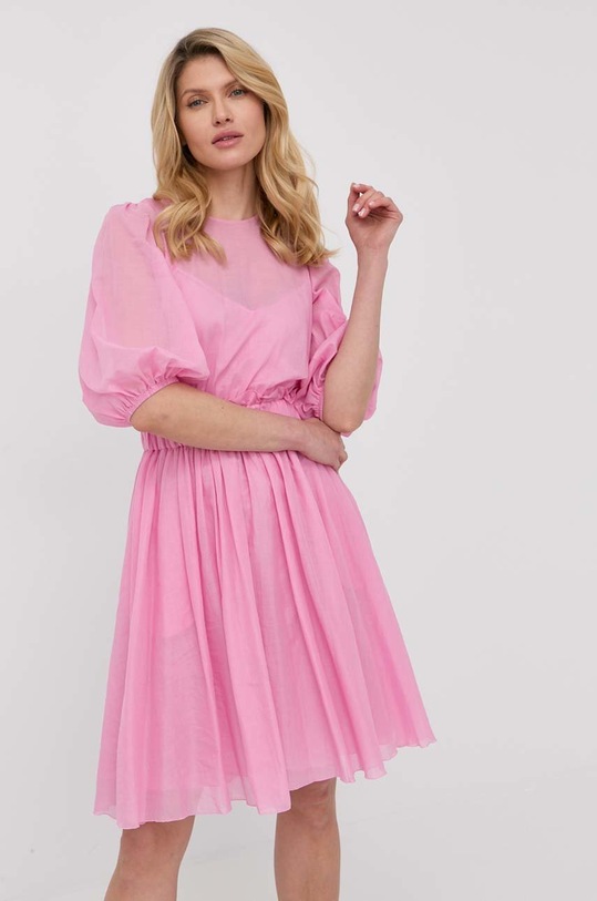 Bombažna obleka Red Valentino Mini vijolična XR0VAFC06EN