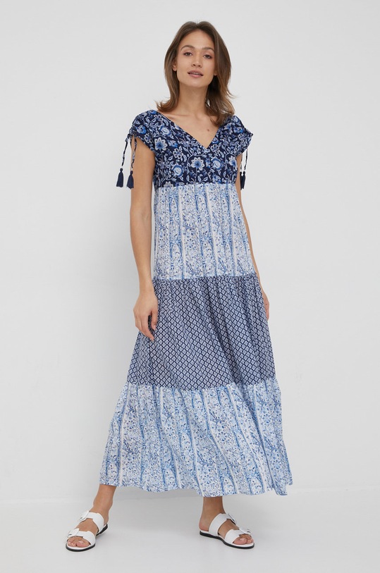 Pepe Jeans sukienka bawełniana MARIELLE wzorzyste niebieski PL953035.0AA