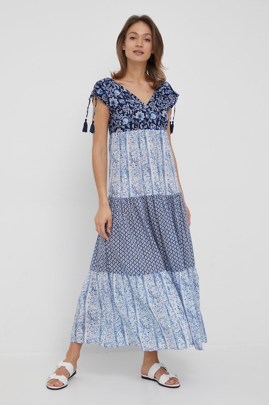 Pepe Jeans rochie din bumbac Marielle maxi albastru PL953035.0AA