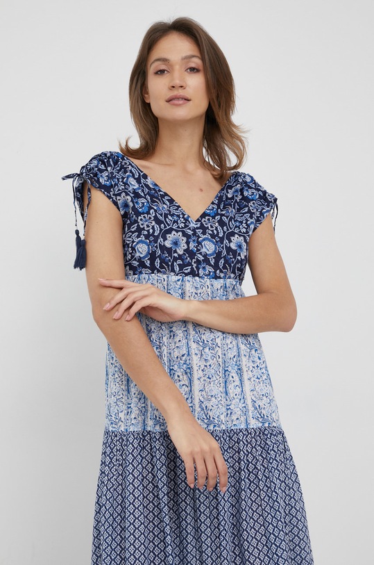 Odzież Pepe Jeans sukienka bawełniana MARIELLE PL953035.0AA niebieski