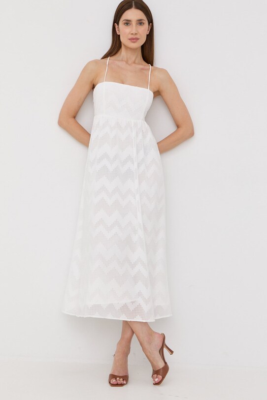 Bardot sukienka midi biały 57720DB.ORCHIDWHT