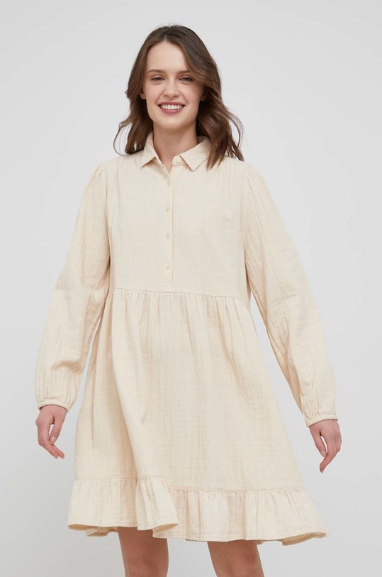 United Colors of Benetton rochie din bumbac fixat bej 4FDTDV00H.1K9