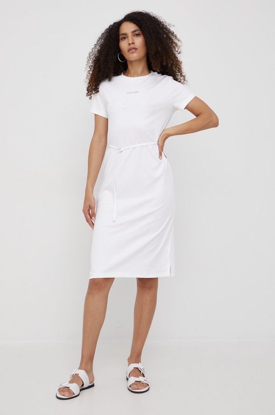 Бавовняна сукня Calvin Klein casual білий K20K203660.PPYY