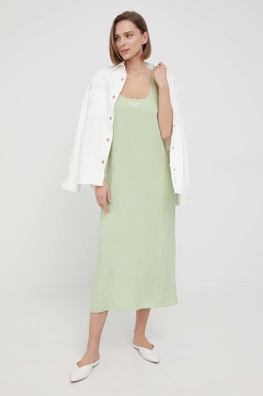 Calvin Klein Jeans sukienka J20J218341.PPYY J20J218341.PPYY zielony SS22