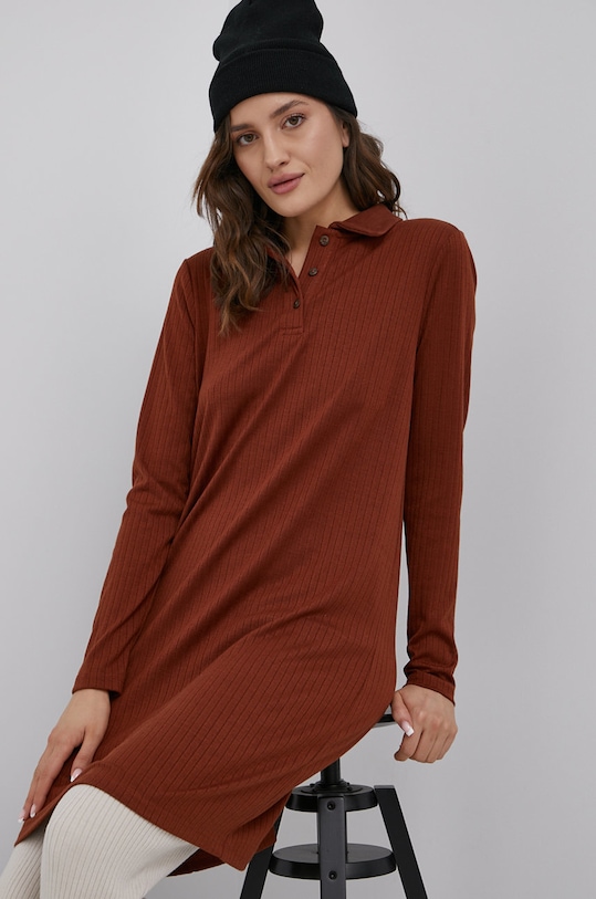 Vila sukienka z elastanem brązowy 14074566.BurntHenna