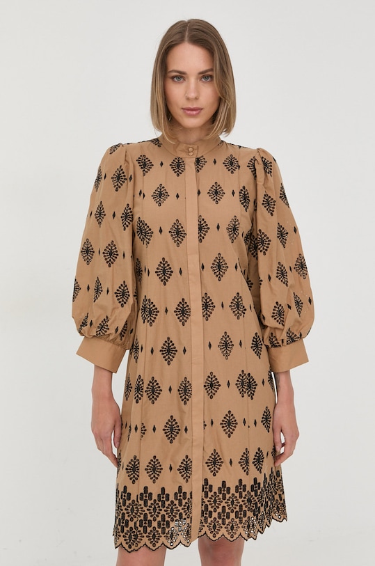 Bruuns Bazaar sukienka bawełniana BBW2805 beżowy SS22