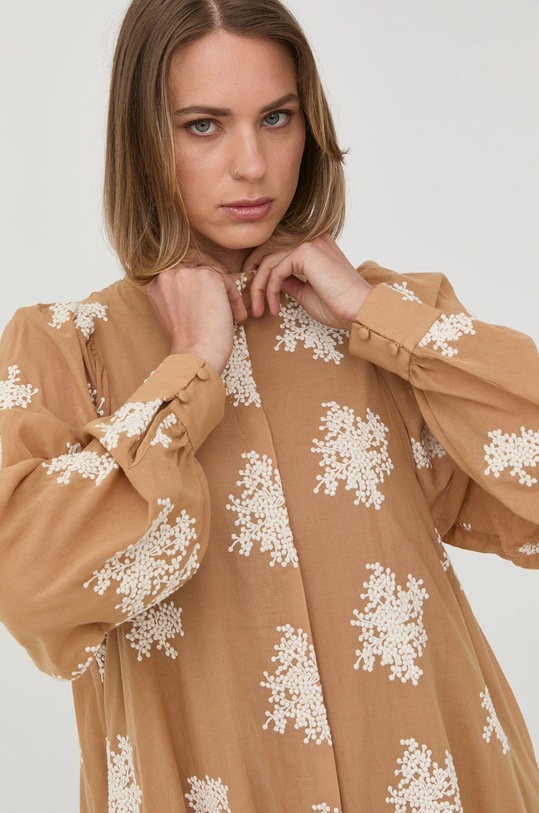 Bruuns Bazaar rochie din bumbac bej BBW2763