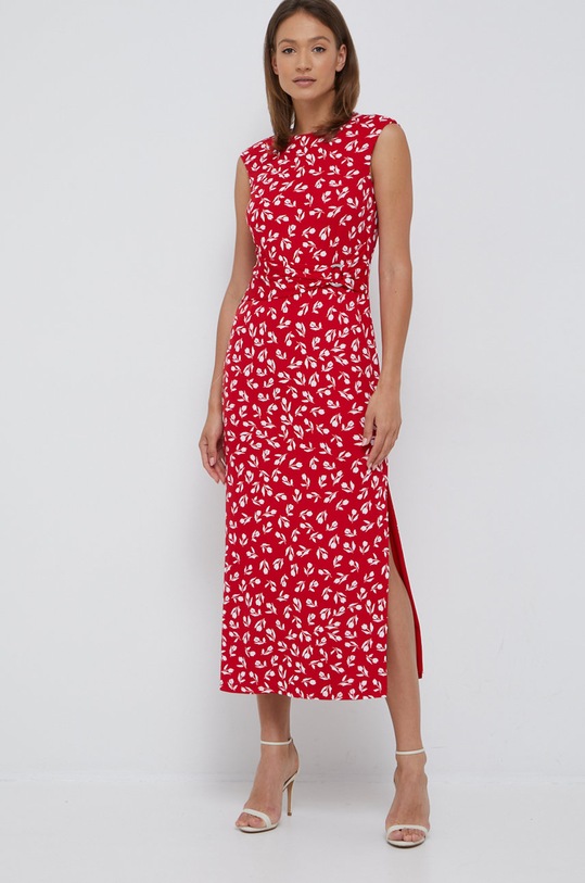 Šaty Lauren Ralph Lauren midi červená 250855117001