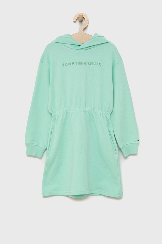Tommy Hilfiger rochie din bumbac pentru copii mini verde KG0KG06267.PPYY