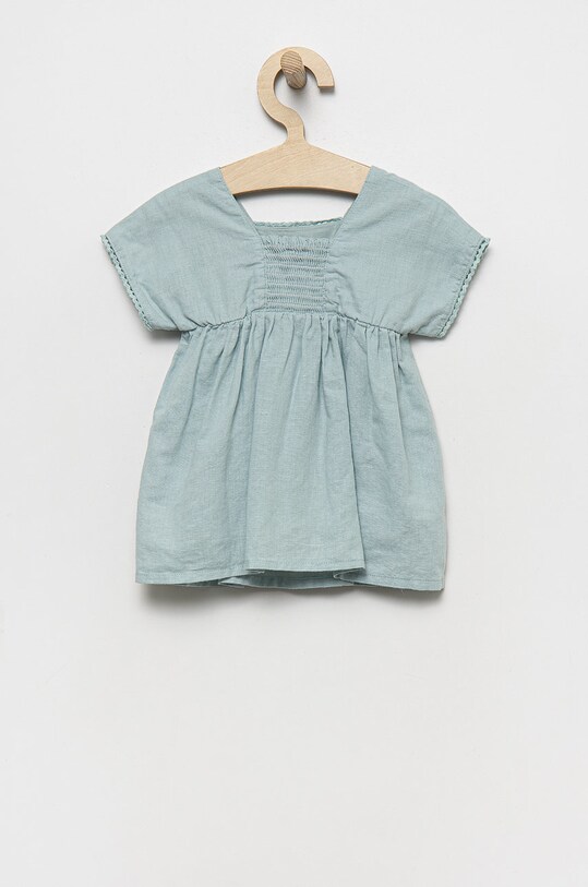 United Colors of Benetton sukienka lniana dziecięca 4BE7GV004.P niebieski SS22