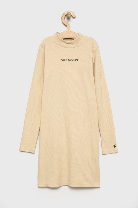 Dievčenské šaty Calvin Klein Jeans IG0IG01317.PPYY béžová SS22