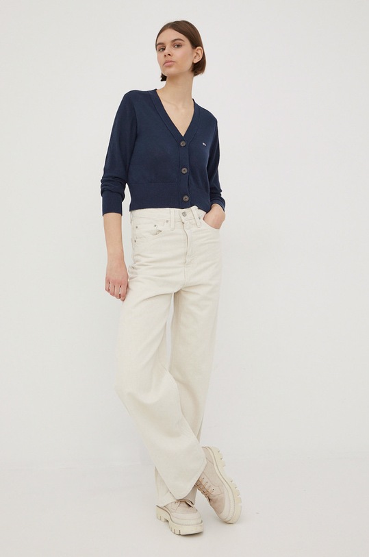 Tommy Jeans kardigan lniany DW0DW13029.PPYY DW0DW13029.PPYY granatowy SS22