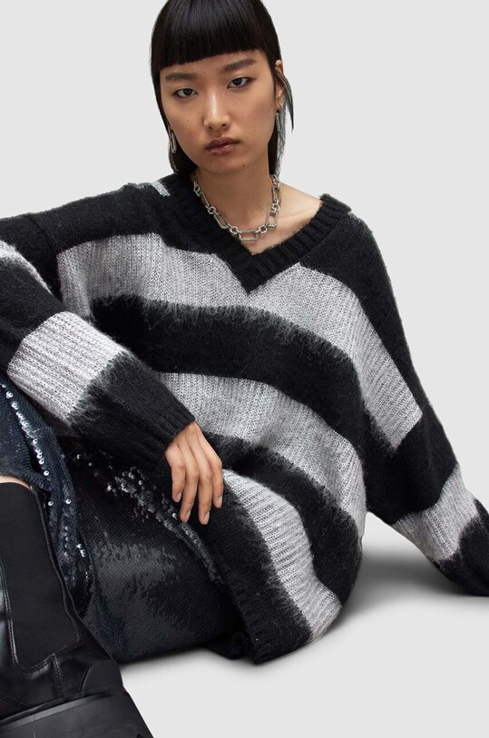 Πουλόβερ με προσθήκη μαλλιού AllSaints LOU SPARKLE VNECK WK109V