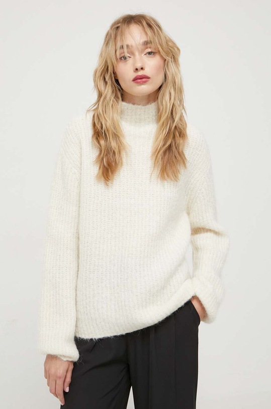 Bruuns Bazaar sweter wełniany wełna beżowy BBW2465