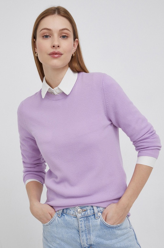 Vuneni pulover United Colors of Benetton bez uzorka ljubičasta 1002D1K01.04Y