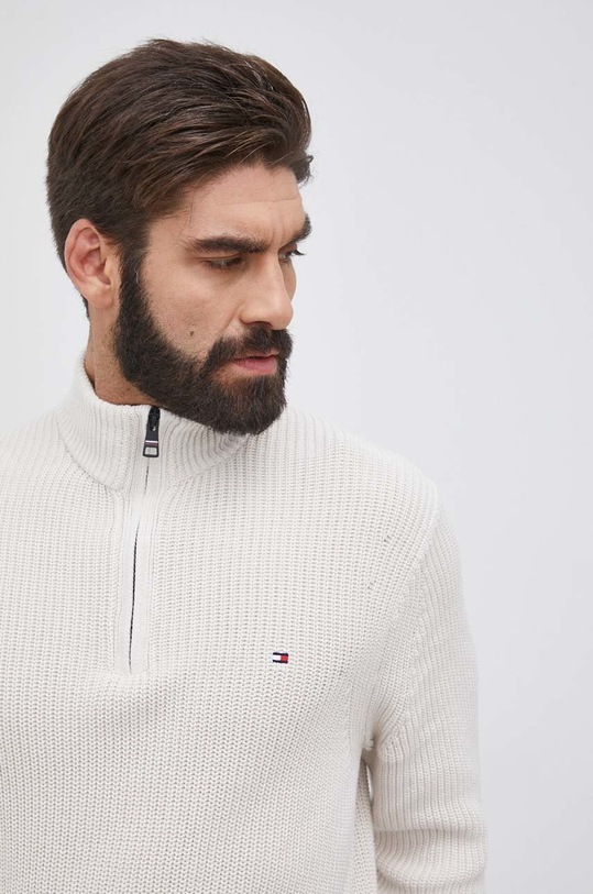 Bavlněný svetr Tommy Hilfiger béžová MW0MW21304.PPYY