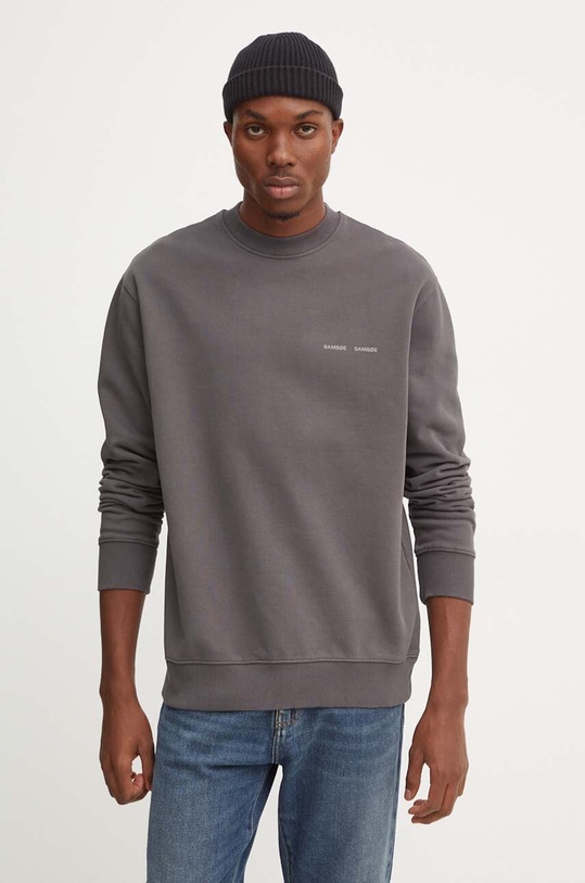 Samsoe Samsoe bluza bawełniana Norsbro nadruk szary M00018103