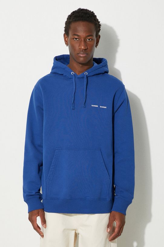 Bavlněná mikina Samsoe Samsoe potisk modrá M00018104