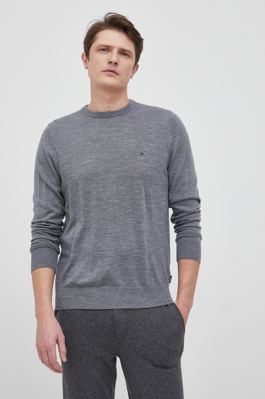 Calvin Klein - Vlnený sveter vlna sivá K10K102727.PPYY