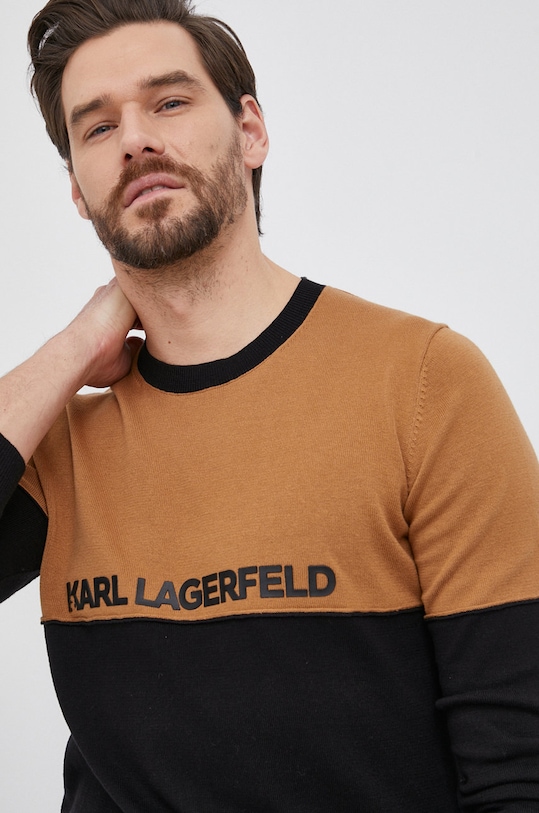 Pamučni pulover Karl Lagerfeld bež 521398.655080