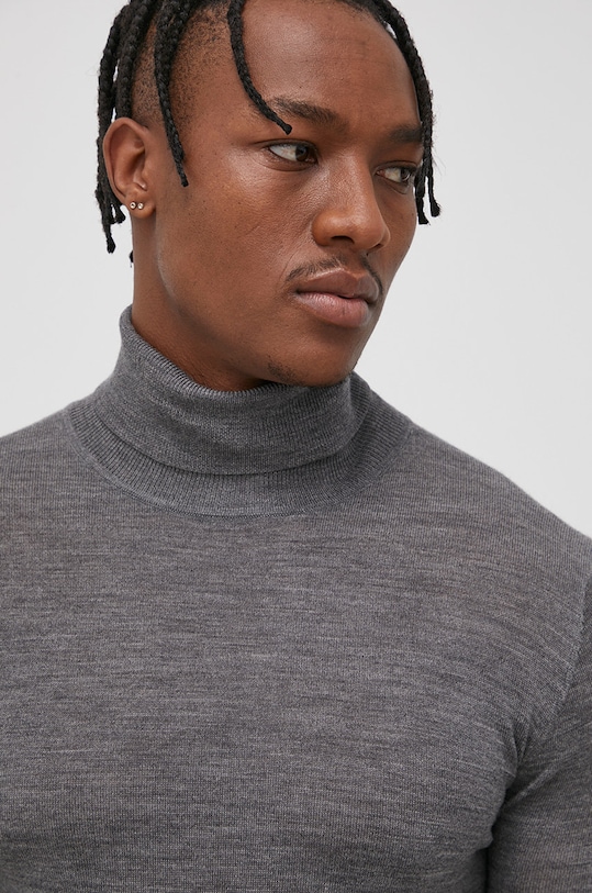 Vlněný svetr Bruuns Bazaar Charles šedá BBM1069