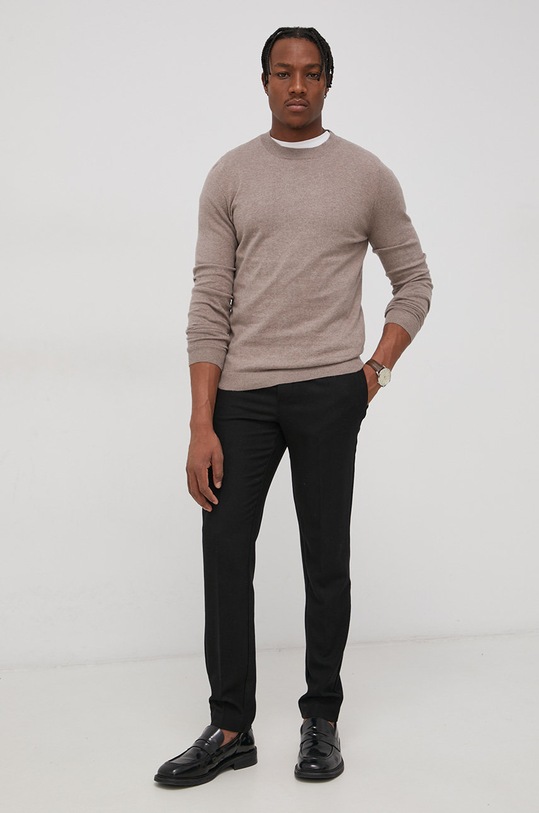 Sveter s prímesou kašmíru Bruuns Bazaar Mattis Gio BBM1383 sivá SS22