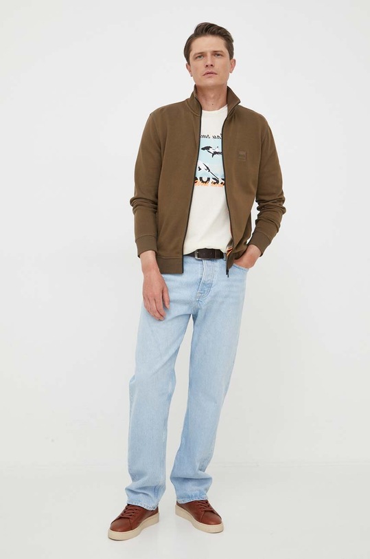 Bavlněná mikina BOSS CASUAL 50468428 zelená AA00