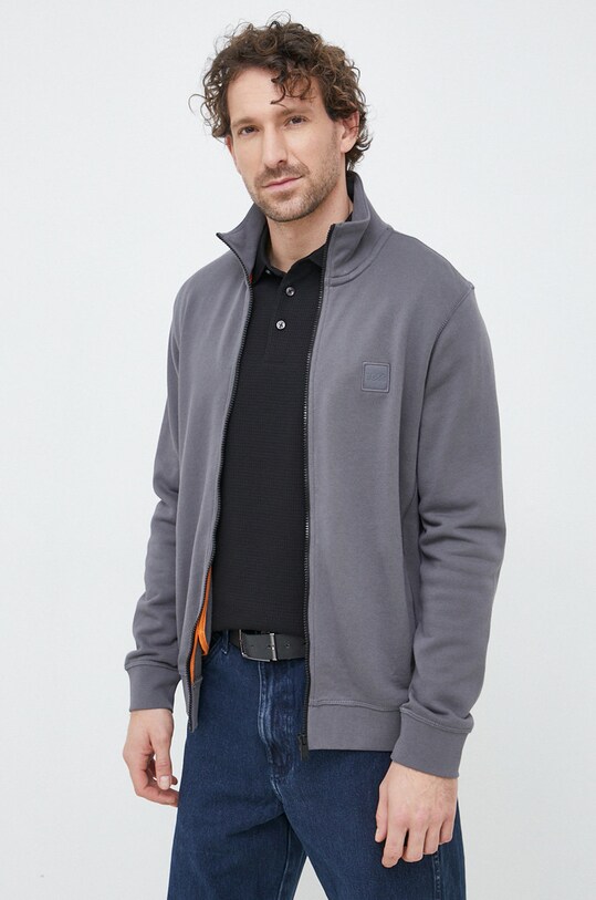 BOSS hanorac de bumbac CASUAL uni gri 50468428