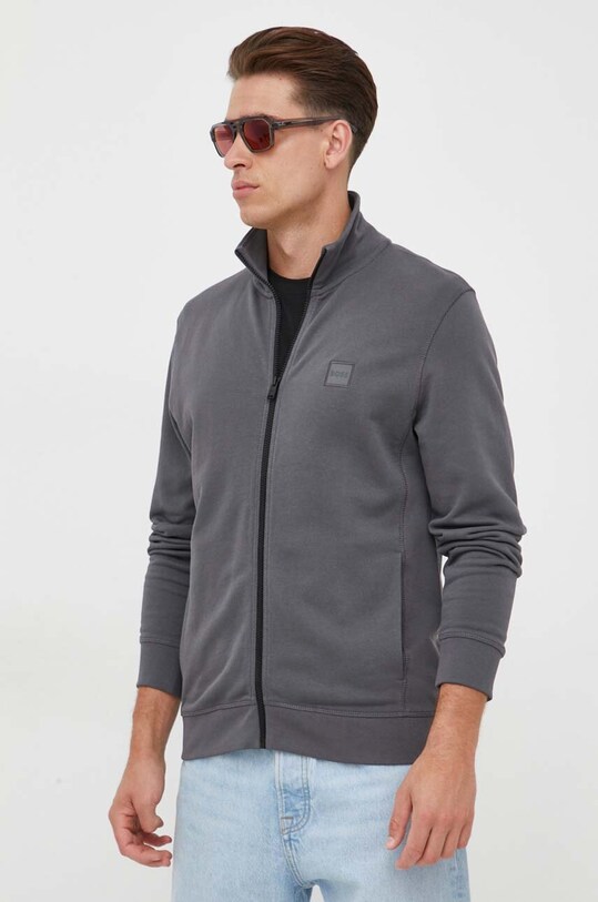 Хлопковая кофта BOSS BOSS CASUAL хлопок серый 50468428